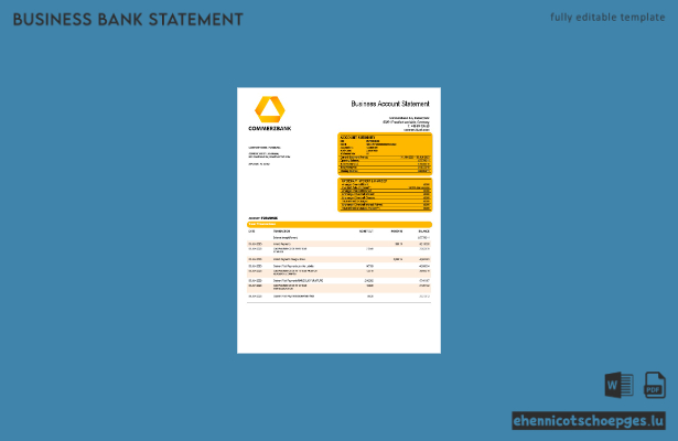 Commerzbank Firmengirokontoauszug – Beispielansicht (Word und PDF)
